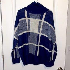 Blue and White Flannel Turtleneck